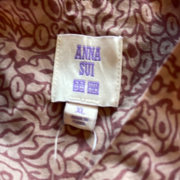 Anna Sui X Uniqlo - mauve Boho patterned top floral flowy long sleeve - size XL - Picture 3 of 5